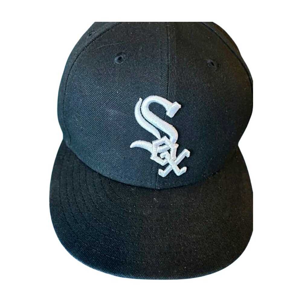 New Era 59 Fifty White Sox Hat Cap Fitted Size 7.5 Black